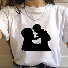 2020 Новая летняя семейная футболка для мамы и ребенка Женская тонкая белая футболка в стиле Харадзюку топы, одежда 2024 - купить недорого