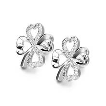 Wholesale Fashion 925 sterling silver jewelry Solid silver clovers stud earrings for women Girl silver earrings Lucky gift 2024 - buy cheap