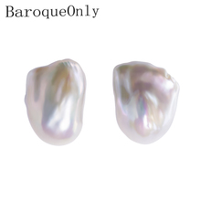 BaroqueOnly Free shipping 15-21mm Baroque freshwater pearl earring 925 Silver Sterling 2024 - buy cheap