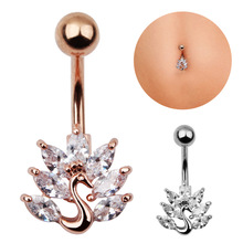 Noble Bijoux-Piercing de pavo real para Ombligo, Piercing de oro rosa para Ombligo, joyería de adorno para danza del vientre, Sexy, 1 ud. 2024 - compra barato