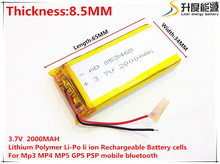 3,7 в 2000 мАч 853465 литий-полимерные литий-ионные аккумуляторные батареи для Mp3 MP4 MP5 GPS mobile 2024 - купить недорого