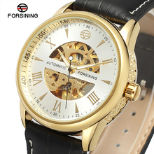 Forsining Men Wristwatch Top Luxury Brand Automatic Mechanical Skeleton Watch Hollow Golden Genuine Leather Strap Fashion Watch 2024 - buy cheap