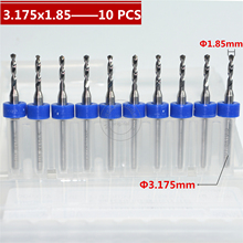 10 pces-3.175mm * 1.85mm, broca do cnc, broca contínua da placa do pwb do carboneto micro, ferramenta de aço do tungstênio da nanotecnologia, remoção lisa da microplaqueta 2024 - compre barato