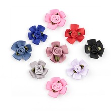 Yundfly fita artificial plissada, 5 peças de 1.8 ", flores de rosa para chapéu, fita de cetim diy, pétalas, flor para acessórios de cabelo 2024 - compre barato