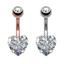 1 PC Sexy Heart Zircon Belly Button Ring 316L Stainless Steel Navel Banana Ring New Arrival Body Jewelry Piercing Bar 2024 - buy cheap