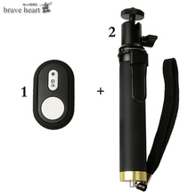 brave heart Bluetooth Remote Control Handheld monopod Tripod Selfie Stick for Xiaomi YI xiao yi 4k 2 Camera accessories 2024 - buy cheap