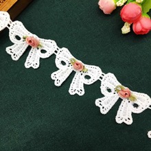 1 yard White Cotton Bowknot Bow Embroidered Lace Trim Ribbon Fabric Handmade DIY Sewing Craft For Costume Hat Shoes Decoration 2024 - buy cheap