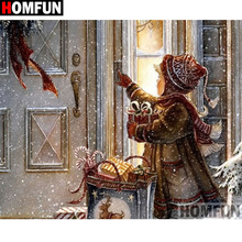 HOMFUN Full Square/Round Drill 5D DIY Diamond Painting "Girl snow scene" 3D Diamond Embroidery Cross Stitch Home Decor A20190 2024 - buy cheap