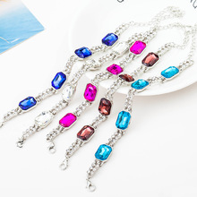 Cadenas de diamantes de imitación para mujer, Pulseras de Moda, cuadradas, de cristal brillante, doble transparente, 6 colores 2024 - compra barato