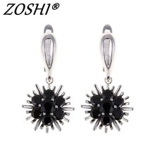 Fashion Gold Drop Earrings brincos Flower Pendientes Stone Black Crystal Dangle Earrings For Women Party Free Shipping 2024 - buy cheap