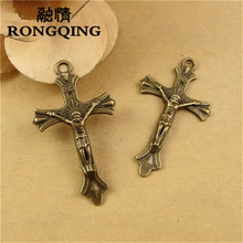 RONGQING 42*24MM 40pcs/lot cross religion Pendants Necklaces Handmade Accessories Fashion Jewelry Charms DIY 2024 - buy cheap