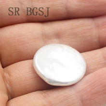 Free Shipping 1 Piece 18-22mm AAA Natural White Coin Button Shape Freshwater Big Pearl Bead No Hole 2024 - buy cheap