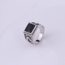 Высококачественные античные посеребренные мужские кольца, новое рождественское кольцо, черные квадратные Эмалированные кольца, ювелирные украшения, размер: 8-11 2024 - купить недорого