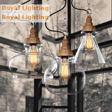 Free shipping Bar Retro glass light American Country loft style industrial lamp dining room kitchen wooden Pendant light fixture 2024 - buy cheap