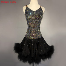 Child Kids Latin Dance Dress Luxury Diamond Women Girls Latin Ballroom Waltz Rumba Samba Dance Stage Performance Costumes 2024 - buy cheap