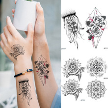 Baofuli Медузы черепаха Водонепроницаемая временная татуировка наклейка черная хна тату геометрические розы поддельные татуировки для женщин тело рука 2024 - купить недорого