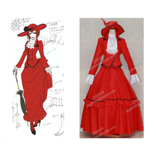 2016 moda anime preto mordomo cosplay trajes senhora vestido de festa vermelho feito sob encomenda com chapéu 2024 - compre barato