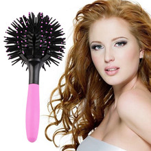 Peine de pelo rizado redondo 3D, cepillo de peluquería, bola rosa, masaje, peines desenredantes para peluquero, cepillo de peinado resistente al calor 2024 - compra barato