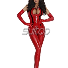 Via EMS New Arrivals latex costume straitjacket sexy red rubber catsuit for girl with corset style 2024 - buy cheap