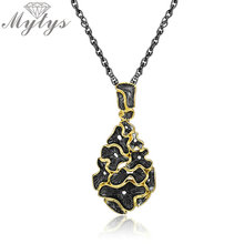 Mytys  Yellow Gold Lace Flower Pendant  Necklace Vintage Black Gun Fashion Women Antique Trendy Statement Jewelry CN521 2024 - buy cheap