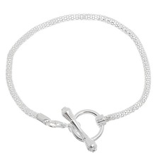 DoreenBeads European Charm Bracelets Lobster Clasp Toggle Clasp Snake Chain Silver color 21cm(8 2/8") long,4PCs  new 2024 - buy cheap