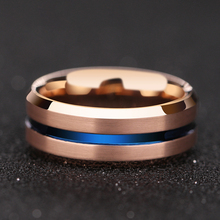 Anillos de boda de carburo de tungsteno para hombre, de oro rosa cepillado de 8mm, con incrustaciones azules, banda Unisex, tamaño de joyería 7-13 2024 - compra barato