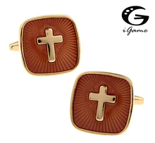 Запонки iGame Cross, роскошные запонки с золотым крестом, качественный латунный материал, бесплатная доставка 2024 - купить недорого