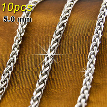 100% Stainless Steel Wheat Braided Chain Bulk Knitted chain necklace Mens Good Quality Cadenas Acero Inoxidable Wholesale 10pcs 2024 - buy cheap