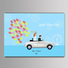 1PC Multi Size Romantic Wedding Car DIY Fingerprint Guest Book Valentines Gift Customized Canvas Painting With Ink Party Favor 2024 - buy cheap