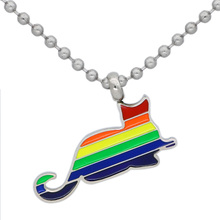 Men stainless steel LGBT raibow cat Gay Pride necklace 2024 - buy cheap