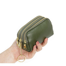 Cute Coin Purse Genuine Leather 3 Layer Zipper Women's Wallet Female Party Short Clutch Bag Key chain Holder Pouch 2024 - buy cheap