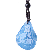 Ожерелье-подвеска светло-синего цвета из натурального камня с подвеской в форме сердца, для женщин и мужчин, модные украшения, опт 2024 - купить недорого