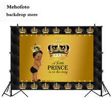 Mehofoto Маленький принц корона фон для фотосъемки желтый фон для фотосъемки Новорожденный ребенок душ фон студия виниловая ткань 903 2024 - купить недорого