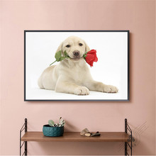 Pop Art Hippie Dog with Sunglass Cute Animals Fashion Canvas Oil Painting Nordic Sytle Kids Decoration Wall Decor 2024 - buy cheap