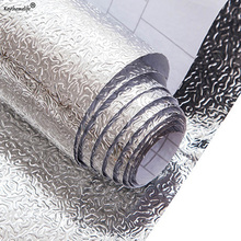 Кухонная настенная плита из алюминиевой фольги маслостойкие наклейки противообрастающие высокотемпературные обои шкаф Настенная Наклейка 40х100см 2024 - купить недорого