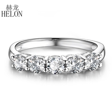 Helon anel de moissanita sólido 14k, ouro branco, 2.1ct vvs/gh, teste positivo, diamante, noivado, mulheres, joias de casamento 2024 - compre barato