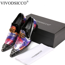 VIVODSICCO Luxury Business Men Dress Shoes Handmade Genuine Leather Slip On Italian Wedding Flats Oxfords Shoes For Men Sapatos 2024 - buy cheap