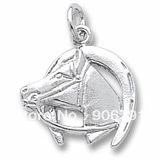 100pcs a lot  rhodium  plated horse and horseshoe is a flat charm   jewelry 2024 - buy cheap