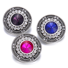 6pcs/lot New Snap Button Jewelry Big Round Rhinestone Metal 18mm Snap Buttons Fit Snap Bracelet Bangles Button Jewelry 2024 - buy cheap