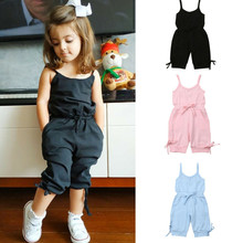 2-6 Years Baby Girls Overalls Sleeveless Sling Girls Bodysuits Solid Pink Black Blue Baby Rompers Cropped Pants Toddler Playsuit 2024 - buy cheap