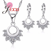 Fashion Hollow-out Round Flower Wedding Jewelry Sets For Women 925 Sterling Silver Necklace Earring Lover Best Gifts 2024 - buy cheap