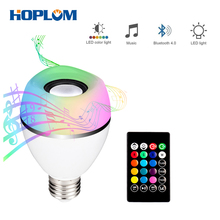 Led Light Bulb Integrated Bluetooth Speaker,8W E27 RGB+W Changing lamp Wireless Stereo Audio with 24 Keys Remote Control 2024 - buy cheap