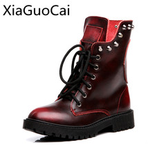 Newest Style Famous Retro Women Motorcycle Boots High Top Genuine Leather Female Ankle Boots Platform Martin Boots 2024 - buy cheap