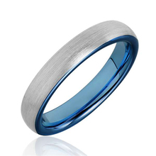 Tungsten Wedding Band Rings 4mm Width for Man Women Comfort Fit Blue Plated Dome Brushed Size 4-13 2024 - buy cheap