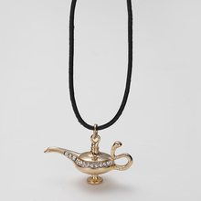 Aladdin Magic Lamp Crystal Custom Necklace Fashion Jewelry Gold Silver Color Pendant Vintage Leather Name Necklaces Women Gift 2024 - buy cheap