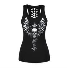 High Quality Angel Skull 3d Print Tank Top Women Sexy Hollow Out Workout Top Sleeveless Camisole Black Tops Feminino Vest 2024 - buy cheap