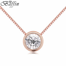 BAFFIN Simple Fashion Mini Round Pendant Necklaces For Women Crystals From SWAROVSKI Rose Gold Color Chain Collares Jewelry 2024 - buy cheap