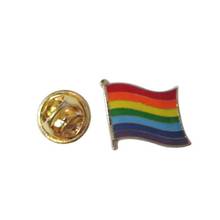 Free shipping(350pcs/lot) Rainbow flag metal badge pin+Iron plated brass+paints+epoxy+bufferfly back button 2024 - buy cheap