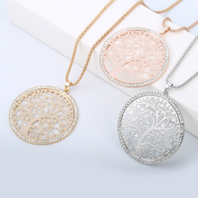 Big Hollow Tree Of Life Necklaces & Pendants Clear Crystal Hollow Gold Long Popcorn Chain Sweater Necklace For Women Party Gifts 2024 - buy cheap