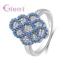 Precious Blossom Ring Fashion S925 Sterling Silver  Jewelry Women Fashion Jewelry Elegant Rings White Blue Colorful Girls 2024 - buy cheap